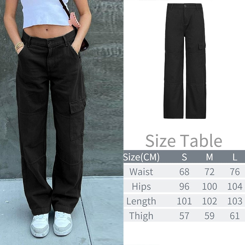 Clacive  Y2K Women's High Waist Jeans  Cargo Jeans Fashion Oversize Pants Vintage Straight Trousers Casual Jeans Streetwear
