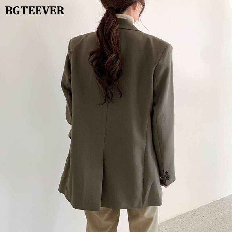 Elegant Notched Collar Solid Women Jackets Long Sleeve Single-Breasted Female Blazer  Autumn Winter Outwear