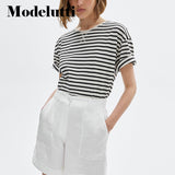 Clacive   England Fashion High Street Vintage Loose Striped Harajuku Tshirt Summer T Shirt Women Camisetas Verano Mujer