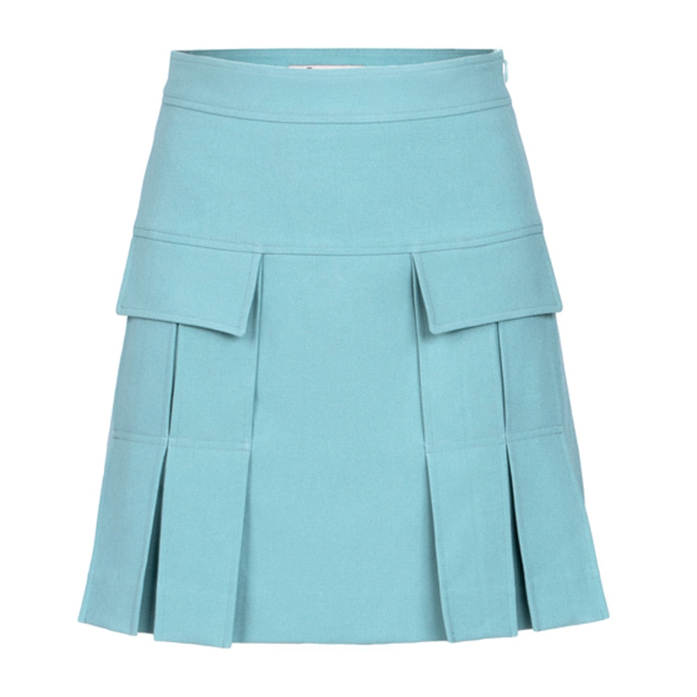 Summer Mini Skirt Women Viscose High Waist A-Line Streetwear Blue And Pink