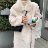 Clacive  Winter Clothes Furry Thick Warm Long Faux Fur Jacket Loose Ladies Overcoat Casual Outerwear Long Sleeve Abrigo Mujer