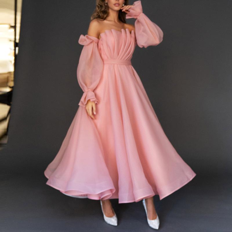 Clacive  Pure Color Slim Dress Loose And Comfortable Holiday Casual Dresses Women's Pink Elegant Party  Summer Dress For Women