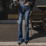 Clacive Korean Fashion Stretch Bell Bottom Jeans Women Spring New Skinny Flared Denim Pants Female High Waist Trousers