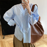 Clacive  Basic White Shirts For Women Spring Summer Turn-Down Collar Double Pockets Office Ladies Blouse Female Tops Blusas