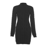 Clacive  Fall Winter Fashion Twist Knitted Long Sleeve Backless Mini Dress for Women Elegant Warm Dresses Outfits Clothes