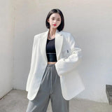 Clacive Oversize Wide Shoulder Blazers Women Korean Loose Suit Jackets Female Auutmn  New Long Sleeve Coats