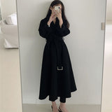 Clacive  Winter Elegant Long Women Woolen Jacket Autumn Turn-Down Collar Thicken Blends Korean Coats Female Outwear