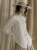Autumn Original Designer New Product Lazy Style Stand-Up Collar White Shirt Women Loose Cotton Top Y2K Fashion Tops
