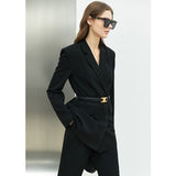 Clacive   Spring Suit Women Blazer Coat Solid Double Breasted Jacket Office Lady  High Waist Ankle Pants Blazer 12230021