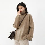 Clacive  Korean Women's Sweater Loose Turtleneck Sweaters Warm Solid Pullover Knitwear Basic Female Tops Autumn Winter