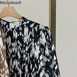 Clacive  Elegant Turtleneck Ladies Leopard Print Dress Full Sleeve Slim Waist Female A-Line Dress  Spring  Ladies Vestidos