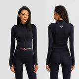 Clacive With Logo Sports Jacket Fitness Training Clothing Autumn Winter Warm Nylon Yoga Long Sleeve Outdoor Running Tight Top Women