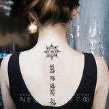 Clacive Waterproof Temporary Tattoo Sticker Sexy Rune Symbol Moon Dot Long Line Body Art Fake Tattoo Flash Tattoo Back Spine Female Male
