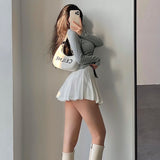 Fall outfits Pleated Skirt with Shorts Women Sexy High Waist White Black A-line Korean Gyaru Mini Tennis Skirt School Girl Summer