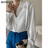 Loose Single-Breasted Veins Patchwork Shirts For Women  Spring Long Sleeve Women Blouses Vintage Ladies Tops