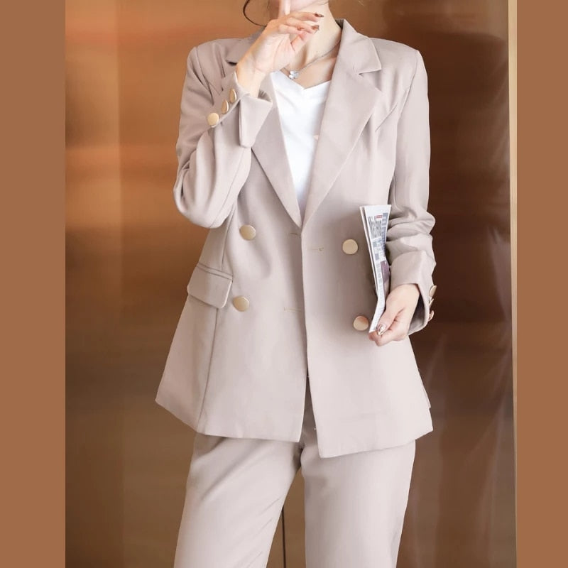 Clacive Women's Spring Autumn Elegant Blazer Pant Suits Office Ladies Casual Business 2 Piece Set Female Fashion Workwear Trousers Suit