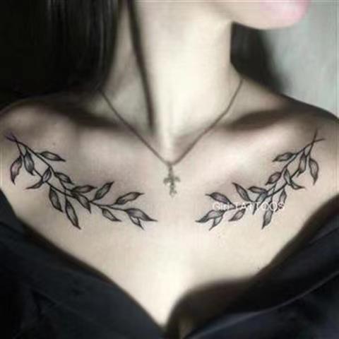 Clacive Dark Flower Temporary Tattoo Female Waterproof Sexy Gothic Clavicle Water Transfer Art Fake Tattoos Arm Chest Tattoo Stickers