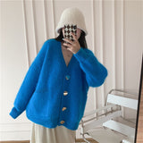 Fall outfits Blue Mink Cashmere Cardigans Casual Women Autumn Winter Thick Warm Oversized Sweaters V Neck Outwear Pockets Classic Korean N855