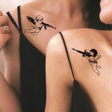 Clacive Waterproof Temporary Tattoo Stickers Love Angel Cupid Gun Tattoo Flash Tattoo Shoulder Clavicle Female Male