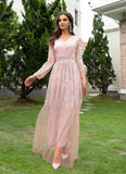 Clacive  New Design Spring Summer Solid Sexy Mesh Banquet Long Dress Elegant Long Sleeve Dress  Vestidoswomen