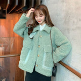 Clacive   Winter New Lamb Wool Coat For Women Korean Turndown Collar Cashmere Jacket Female Loose Thick Warm Casual Overcoat