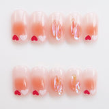 24p Short Nude Blush False Nails Love Aurora Design Fake Nails Art Full Coverage Waterproof Detachable Artificial Press on Nail