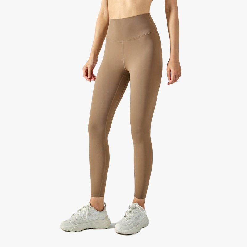 Clacive New With Logo Yoga Pants High Waist Hip Lift Women Lycra Skin-friendly Running Fitness Pants Inner Waist Pocket Sports Leggings