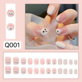 Fall nails Barbie nails Christmas nails 24pcs Wearable Pink Press On Fake Nails Tips With Glue false nails design Butterfly Lovely Girl false nails With Wearing Tools