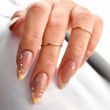 Clacive Fall nails Christmas nails 24pcs/Box Fresh Floral Almond False Nails Press On Nails Detachable Fake Nail Tip Purple with Design Manicure Patches