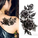Clacive Dark Flower Temporary Tattoo Female Waterproof Sexy Gothic Clavicle Water Transfer Art Fake Tattoos Arm Chest Tattoo Stickers