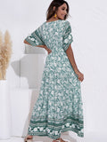 Summer Bohemian Maxi Dresses For Women  Fashion Solid Green Silk Robe Casual Wedding Guest Vintage High Waist Dress