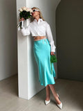 Fall outfits back to school s18 Solid Purple Satin Silk Skirt Women High Waisted Summer Long Skirt New 2023 Elegant Ladies Office Skirts Midi Spring