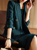 Fall outfits Women Summer Elegant Casual Midi Dress Suit Loose Blazer Jackets Spaghetti Strap Sundress Two Pieces Set Femme Fashion Clothings