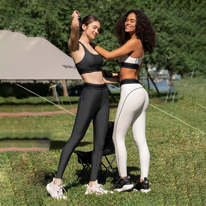 Clacive With Logo 2 Piece Seamless Yoga Set Women Gym Training Wear Nylon Breathable Sports Leggings Stretch Push Up Jogging Underwear