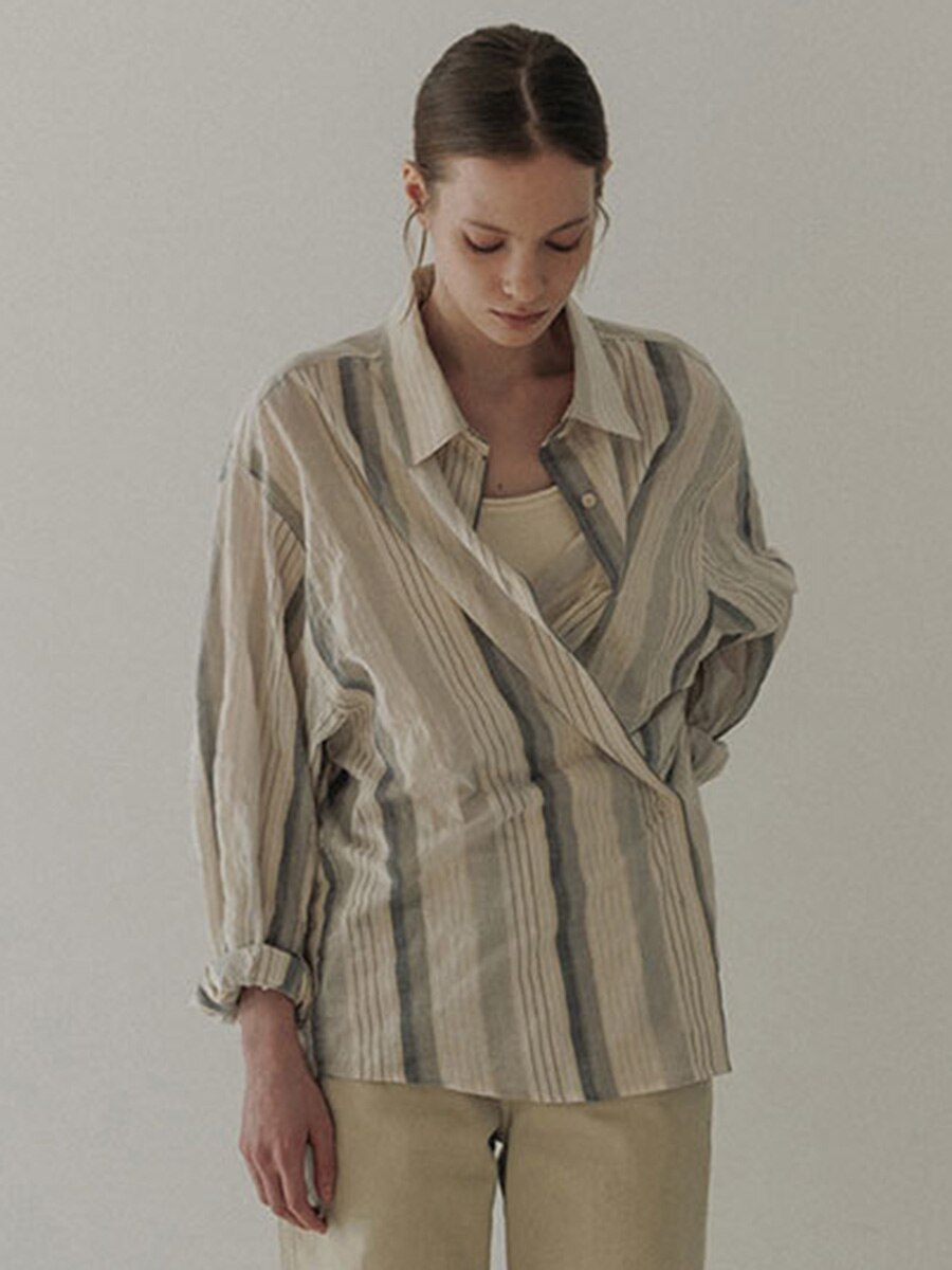 Fall outfits Striped Vintage Long Sleeve Blouses Female Turn Down Collar Single Breasted Loose Blouse Women Summer 2023 Fashion Casual Shirts
