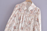 Clacive  Spring Long Sleeve Turn-Down Collar Print Lace Vocation Holiday Dress
