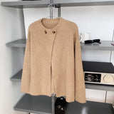 Clacive Irregular Simple Cardigan Tops Woman Autumn Long Sleeve Single Button Sweater Gilet Femme Casual Vintage Outerwear Sweaters Coat