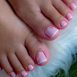Fall nails Christmas nails 24pcs French Fake Toenails Summer Flowers Full Cover Short Square Toe Nails Foot Nails Tips for Women Girls Foot Art Toe Nails