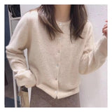 Clacive Fall outfits Cashmere Sweater Cardigan Women Single Breasted Long Sleeve Elegant Vintage Jumper Solid Wool Knitted Autumn Winter Outwear X452
