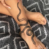 Clacive Sexy Black Snake Temporary Tattoo Sticker Women Men's Waist Waterproof Fake Tattoo Big Size