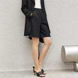 Clacive  Minimalist Spring Suit Women Blazer Coat Solid High Waist Shorts Office Lady Suit Jacket Women's Short Pants 12240010