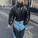 Fall outfits Back to school Bubble Puffer Coats Crop Black Jacket Casual Thick Warm Down Cropped Coat 2023 Women Y2K Clothes Streetwear Winter Sexy Jakcets