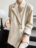 Clacive French Patchwork Suit Coat Elegant Femme Clothing Long Sleeves Pockets Loose Blazers Spring Autumn Woman Casual Jackets