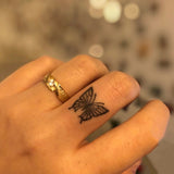 Clacive Waterproof Temporary Tattoo Sticker Black Sexy Butterfly Finger Sticker Body Art Fake Tattoo Flash Tattoo Back Of Hand Female
