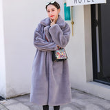 Clacive  Winter Long Loose Casual Gray Black Warm Thick Soft Fluffy Faux Fur Coat Women Lapel Luxury Korean Fashion  4Xl 5XL