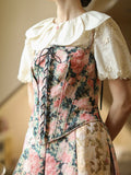 Clacive  Spring Summer Fall Long Skirt Vintage Floral Jacquard Skirt Elegant Mori Girls Handmade Beading Sequins A-Line Skirt