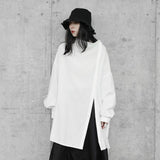 Dark Long-Sleeved Shirt Women's Design Sense Top Loose Asymmetric Deconstructed Stand-Up Collar Mid-Length Y2K