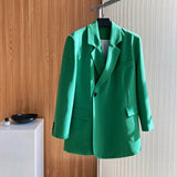 Clacive French Solid Color Blazers Elegant Women Clothing Spring Autumn Pocket Minimalism Suits Coat  Casual Chic Office Lady Jacket