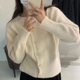 Fall outfits Korean Knitted Cardigans Thick Heart Buttons Autumn Sweaters Women Loose Casual Round Neck Short Tops Soft Sweet Winter O108