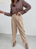 Clacive Fashion Black Office Women'S Pants Elegant Slim High Waist Ladies Trousers Casual Classic Female Pencil Pants Pockets